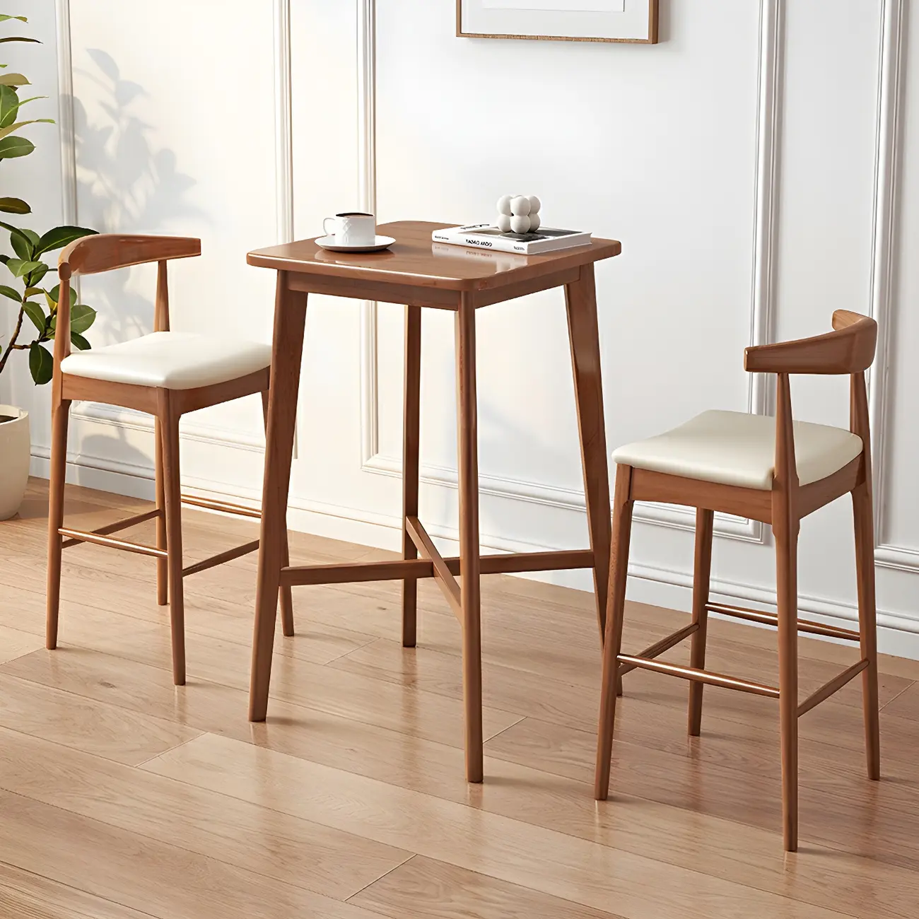 Modern Rubber Wood Square Bar Height Table Image - 1 | homeyfad