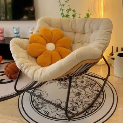 Upholstered Armless Rocking Chair with Cushion for Living room Image - 1