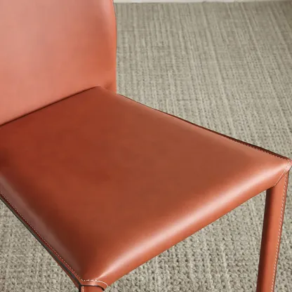 Minimalist Stackable Faux Leather Side Armless Dining Chair Image - 11