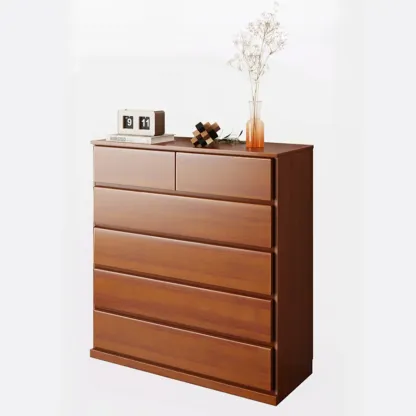 Modern Wood Dresser Light Walnut with 6-Drawers Storage Image - 13