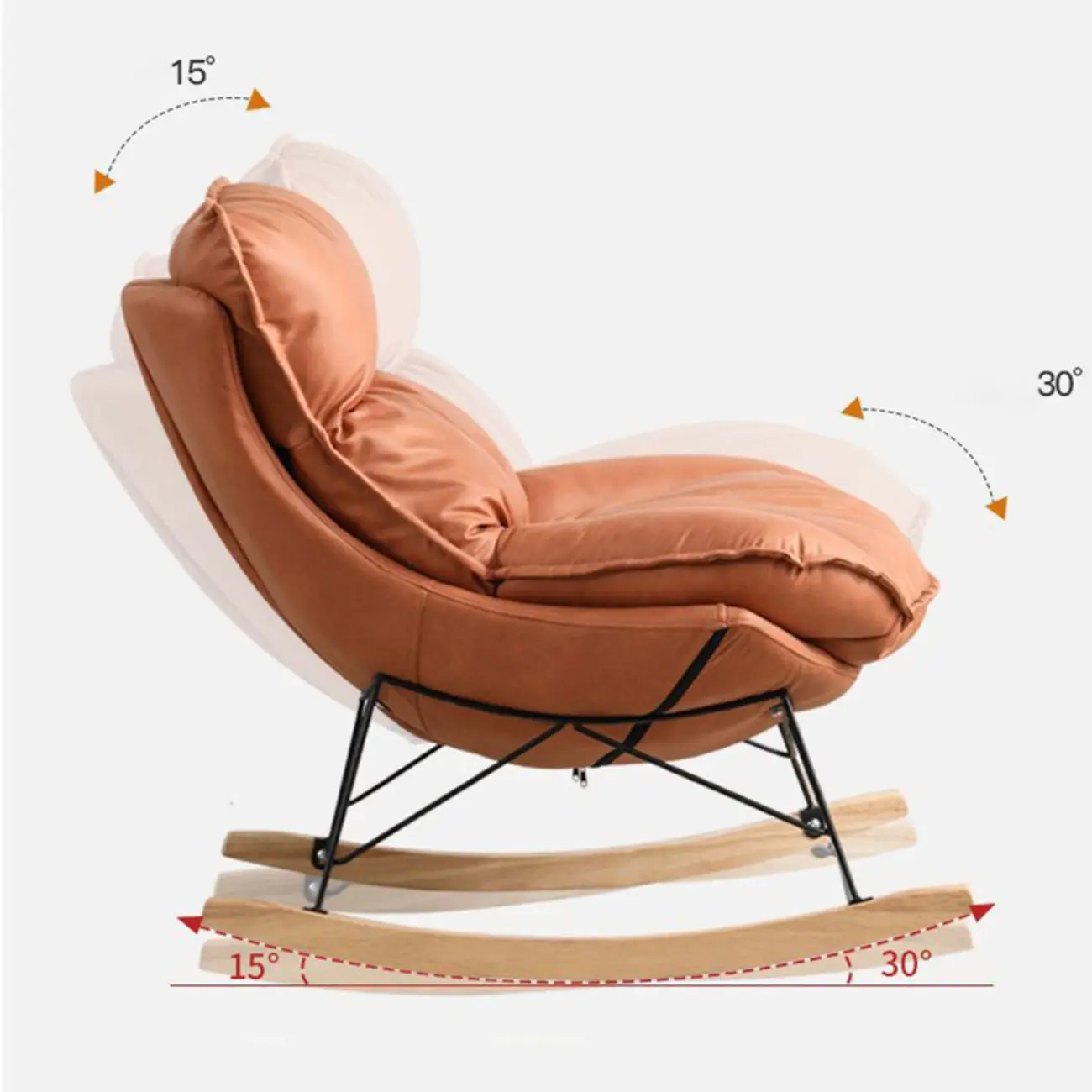 Cotton Upholstered Rocking Chair with Removable Cushions Image - 23 | homeyfad