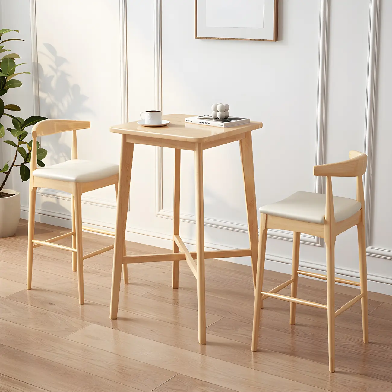 Modern Rubber Wood Square Bar Height Table Image - 2 | homeyfad