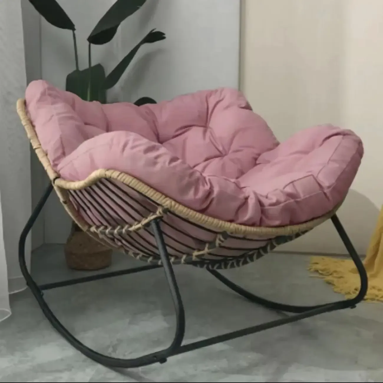 Upholstered Armless Rocking Chair with Cushion for Living room Image - 2