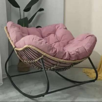 Upholstered Armless Rocking Chair with Cushion for Living room Image - 2