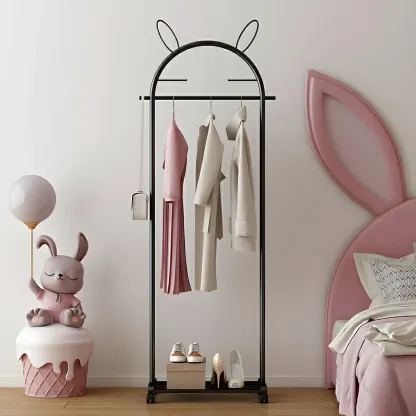 Modern Metal Coat Rack with Hooks & Shelf Image - 1