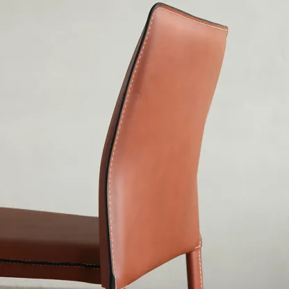 Minimalist Stackable Faux Leather Side Armless Dining Chair Image - 12