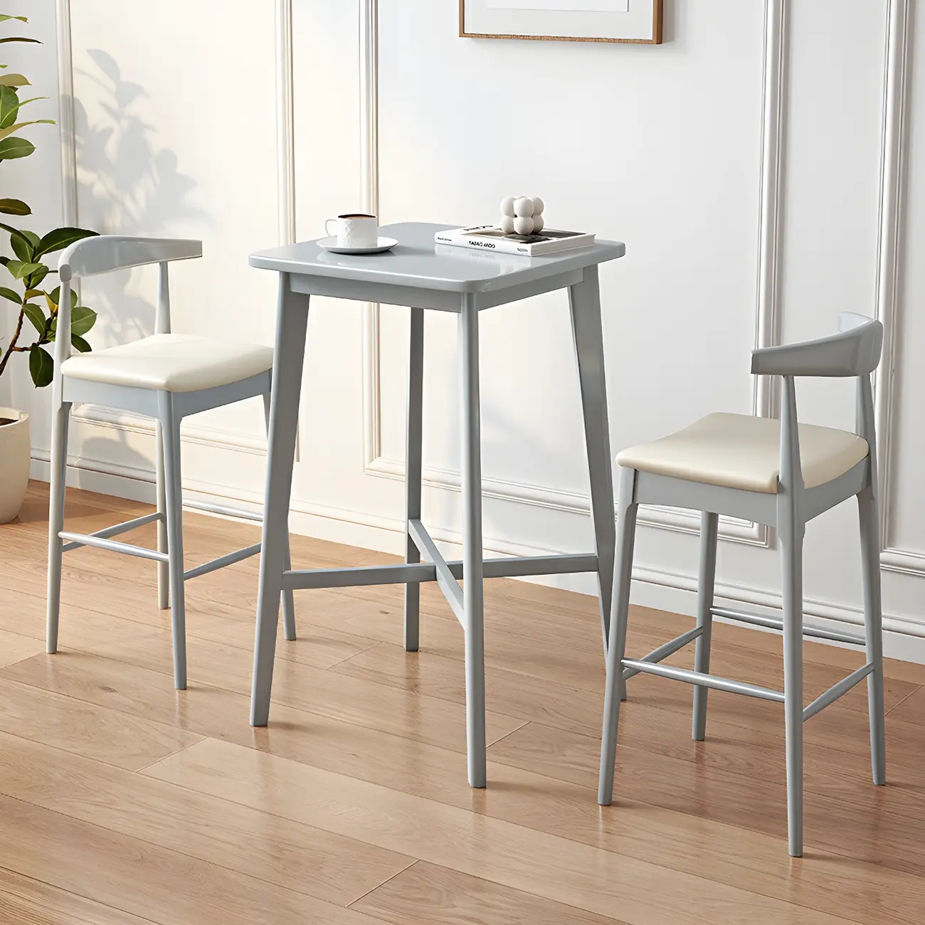 Modern Rubber Wood Square Bar Height Table Image - 3 | homeyfad