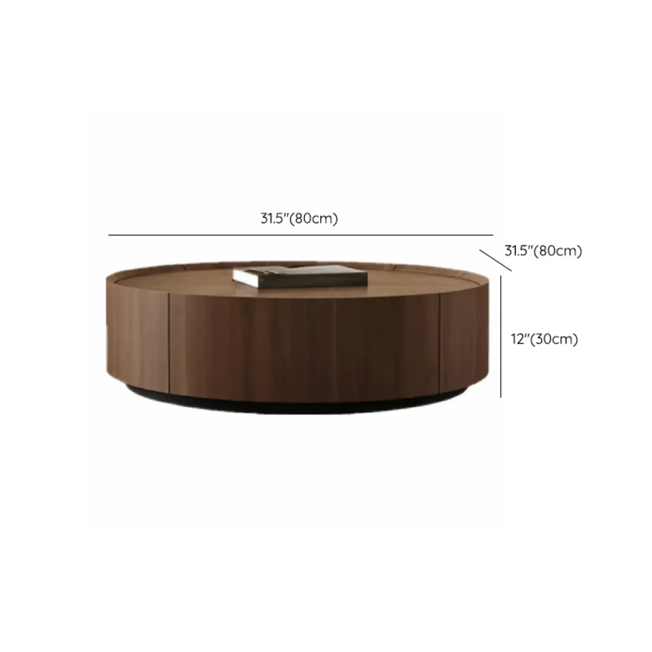 Brown Nesting Tray Wooden Round Coffee Table with 2 Drawers Image - 13