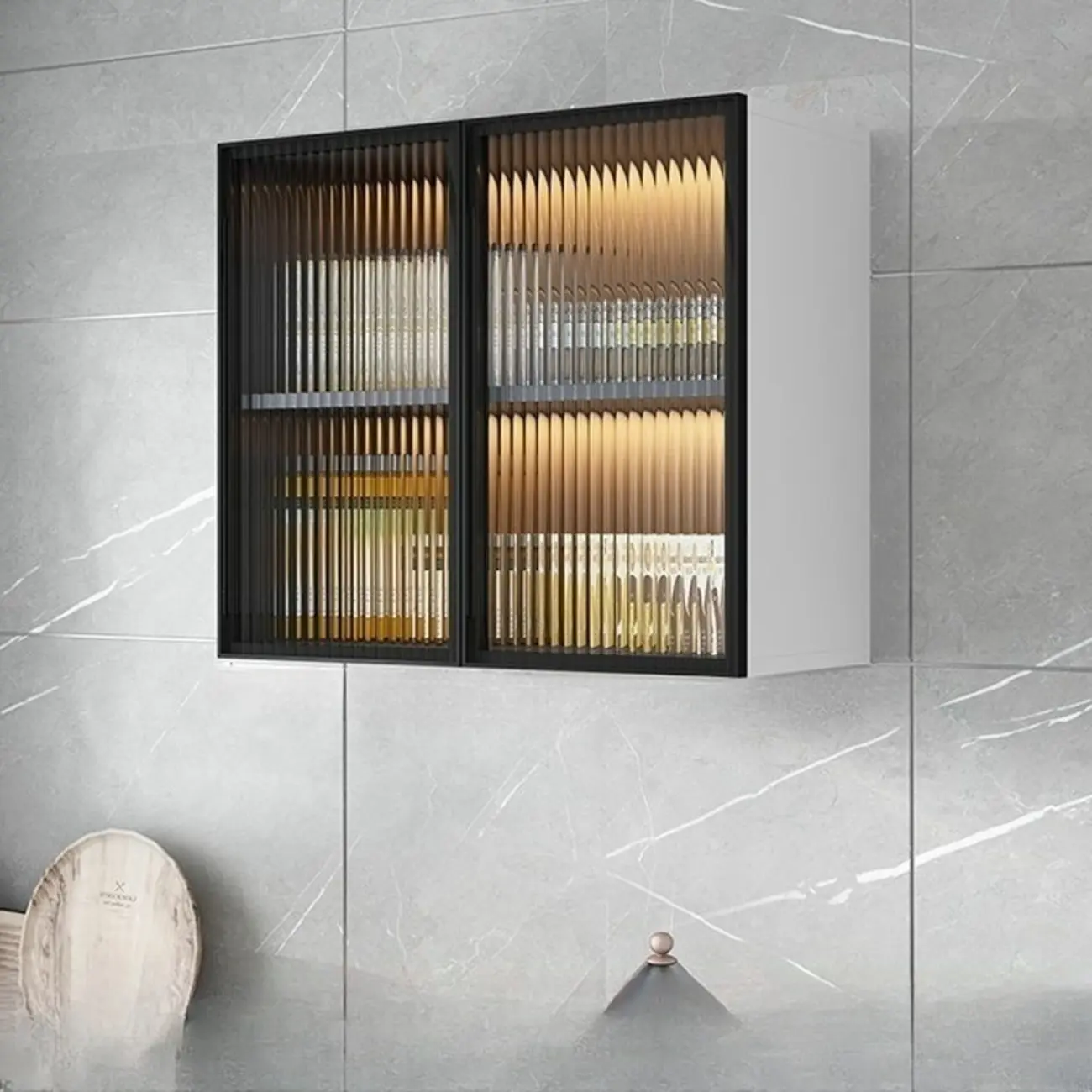 Modern Wood Wall-Mounted Display Cabinet with Glass Image - 18 | homeyfad