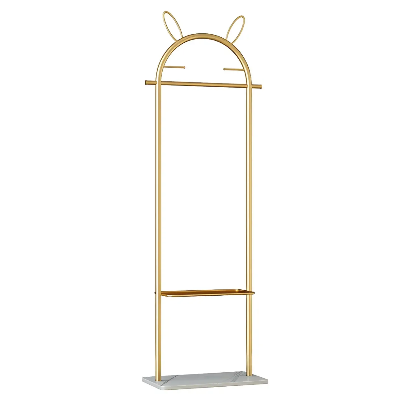 Modern Metal Coat Rack with Hooks & Shelf Image - 2