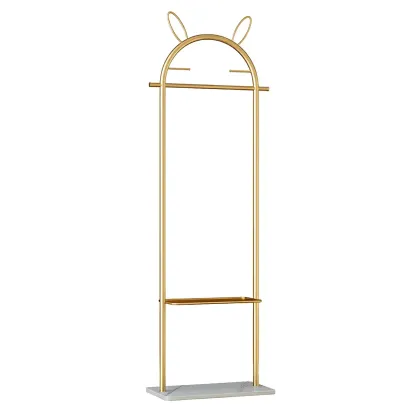 Modern Metal Coat Rack with Hooks & Shelf Image - 2