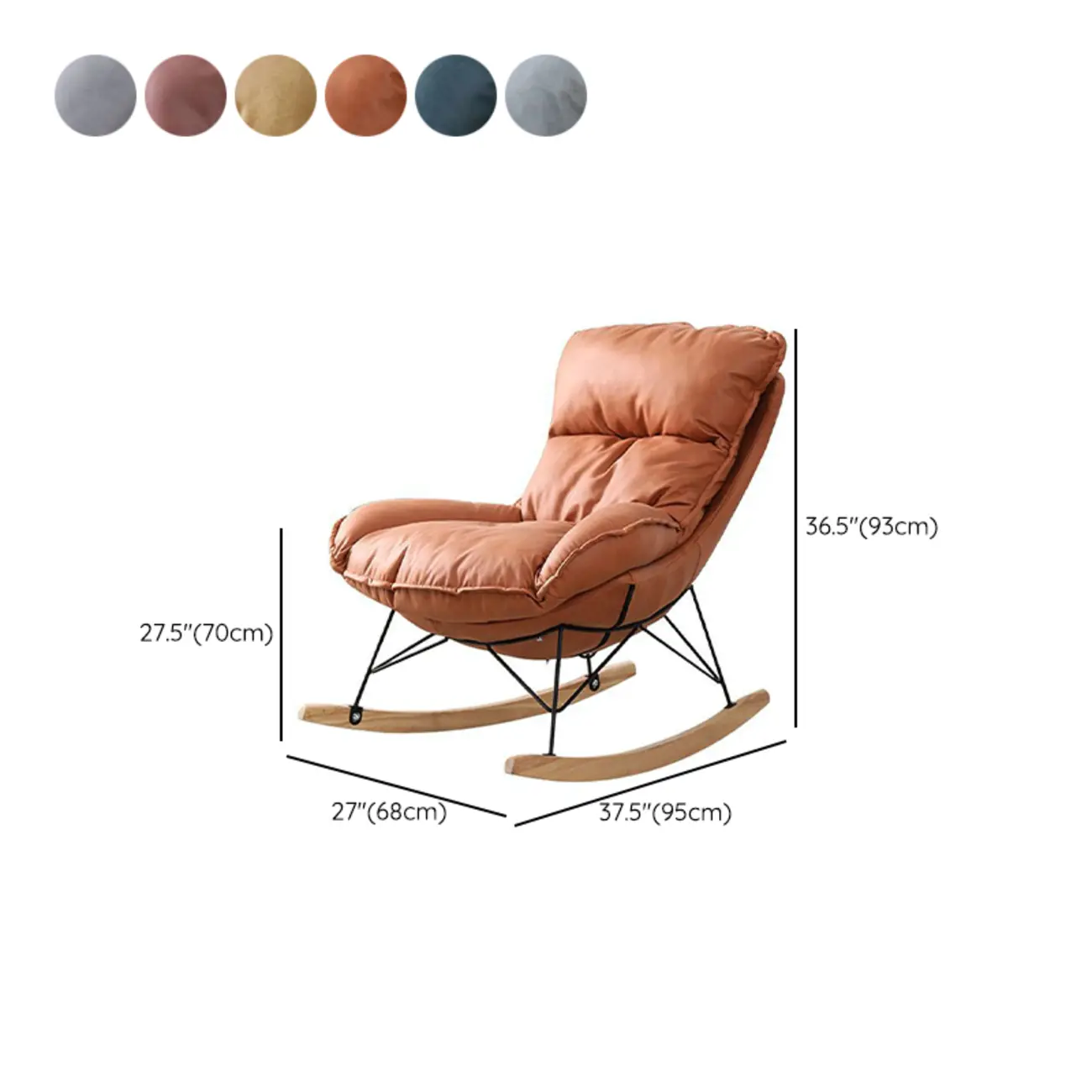 Cotton Upholstered Rocking Chair with Removable Cushions #size | homeyfad