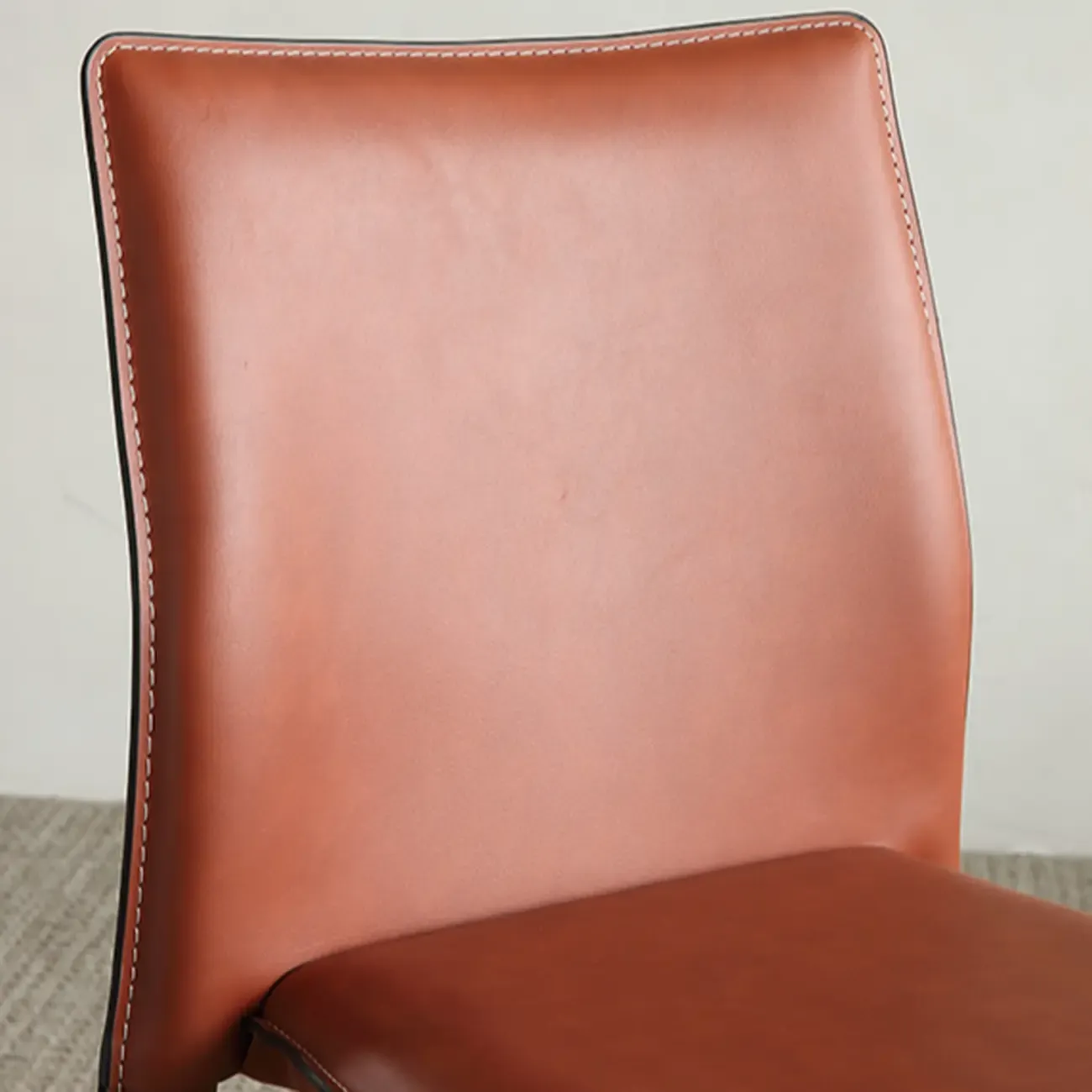 Minimalist Stackable Faux Leather Side Armless Dining Chair Image - 13