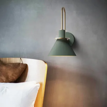 Modern 1-Light Cone Bath Vanity Light with Iron Shade Image - 1
