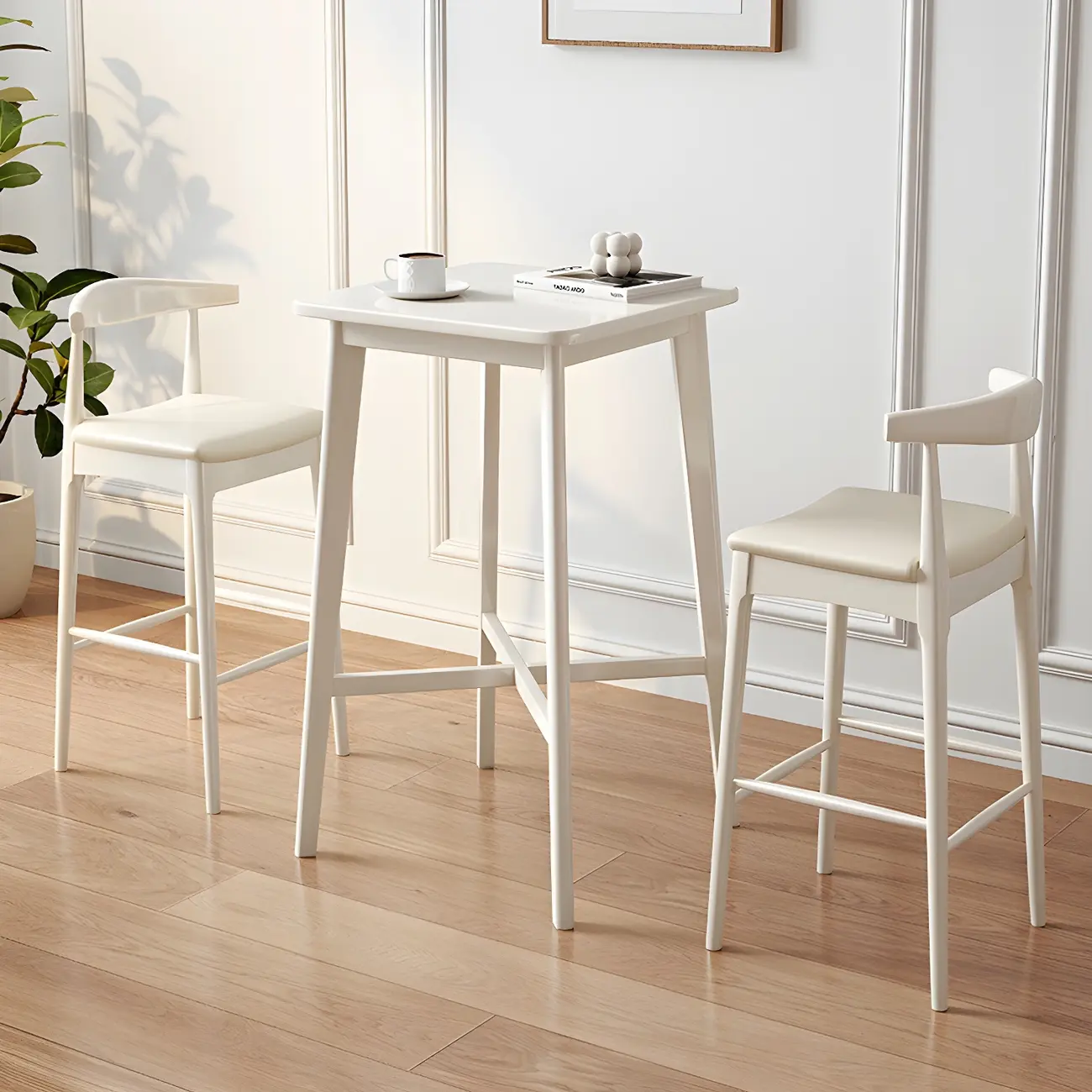 Modern Rubber Wood Square Bar Height Table Image - 4 | homeyfad