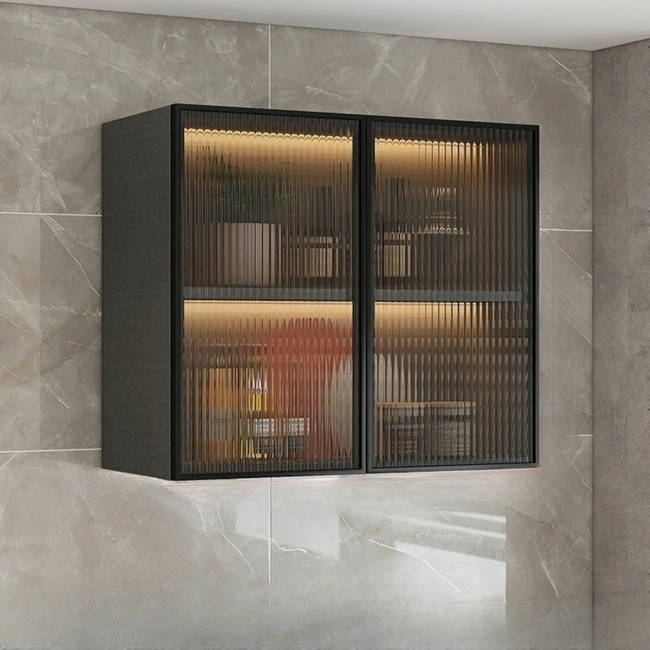 Modern Wood Wall-Mounted Display Cabinet with Glass Image - 19 | homeyfad