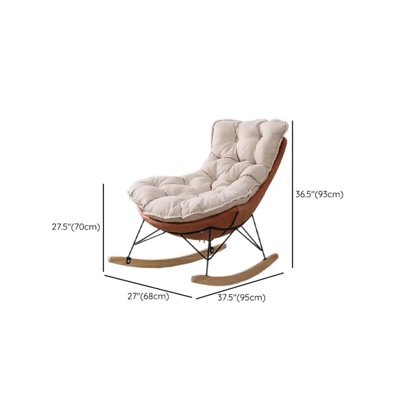Cotton Upholstered Rocking Chair with Removable Cushions Image - 26 | homeyfad