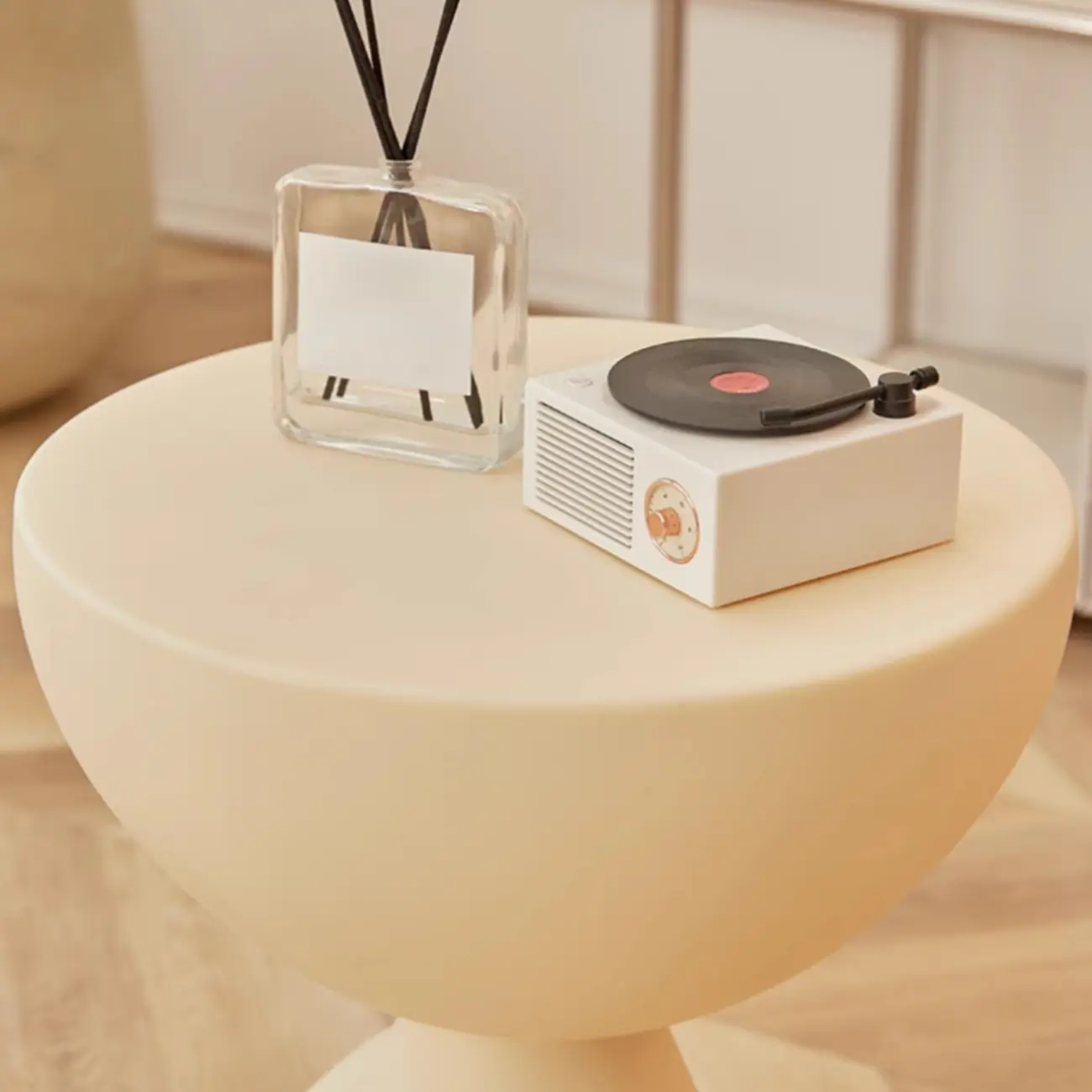 White Stylish Plastic Round End Table for Living Room Image - 17 | homeyfad