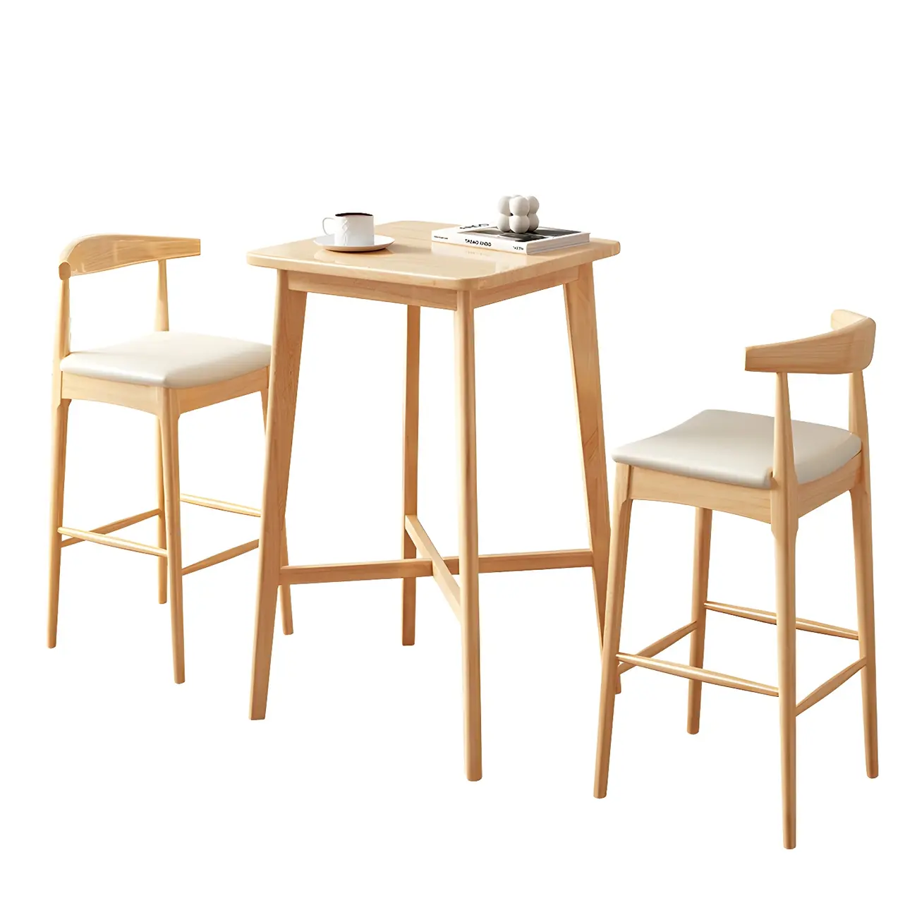 Modern Rubber Wood Square Bar Height Table Image - 5 | homeyfad