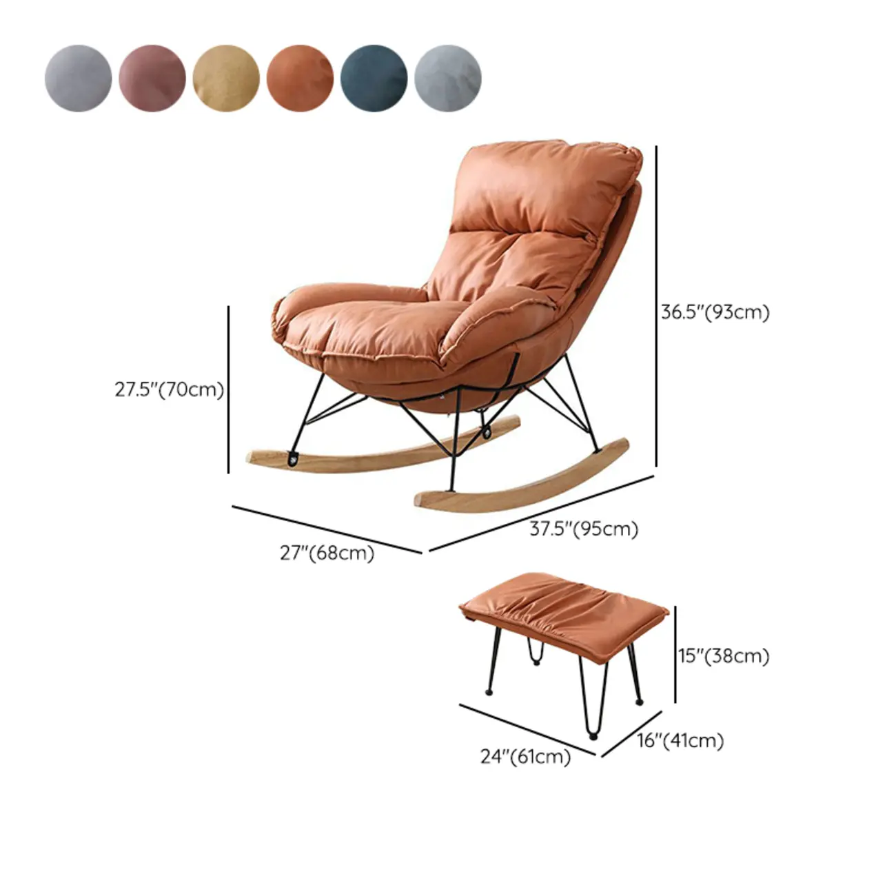 Cotton Upholstered Rocking Chair with Removable Cushions Image - 27 | homeyfad