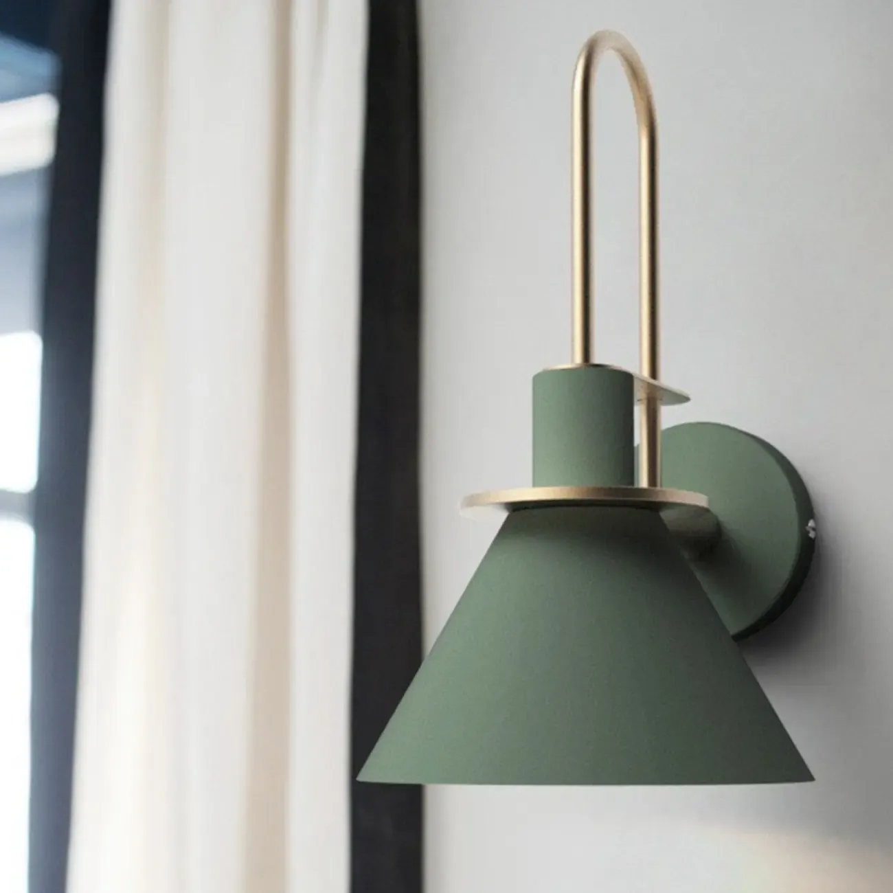 Modern 1-Light Cone Bath Vanity Light with Iron Shade Image - 3