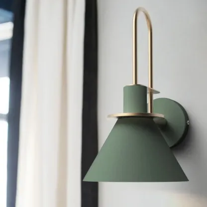 Modern 1-Light Cone Bath Vanity Light with Iron Shade Image - 3