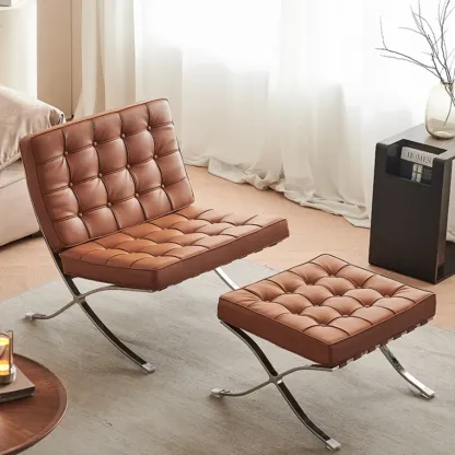 Modern Nappa Reclining Lounge Chair Image - 1