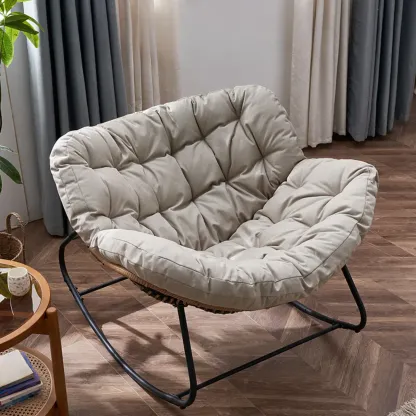 Upholstered Armless Rocking Chair with Cushion for Living room Image - 5