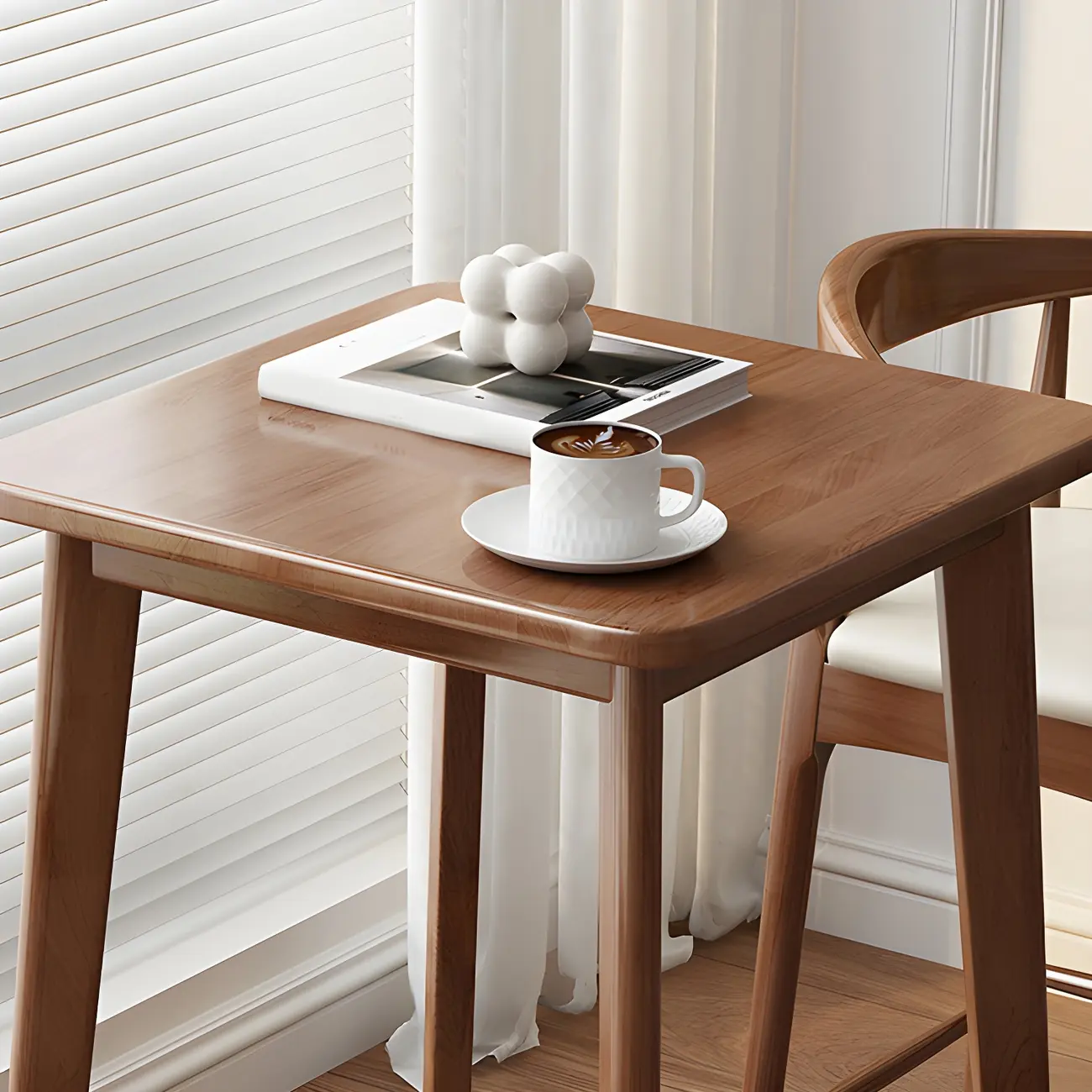 Modern Rubber Wood Square Bar Height Table Image - 6 | homeyfad