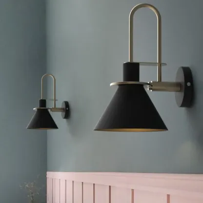 Modern 1-Light Cone Bath Vanity Light with Iron Shade Image - 4