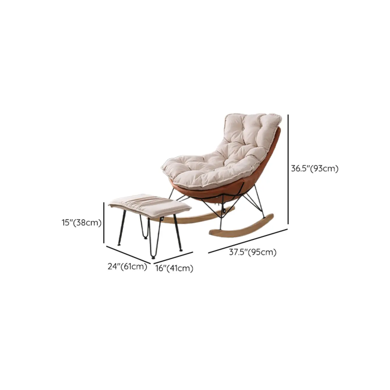 Cotton Upholstered Rocking Chair with Removable Cushions Image - 28 | homeyfad