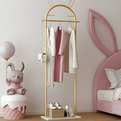 Modern Metal Coat Rack with Hooks & Shelf Image - 5