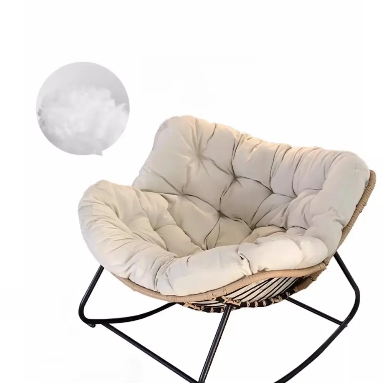 Upholstered Armless Rocking Chair with Cushion for Living room Image - 6
