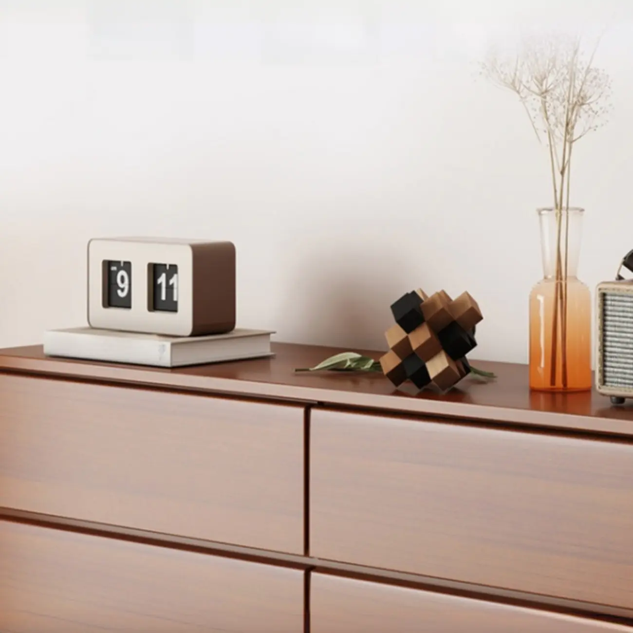 Modern Wood Dresser Light Walnut with 6-Drawers Storage Image - 18 | homeyfad