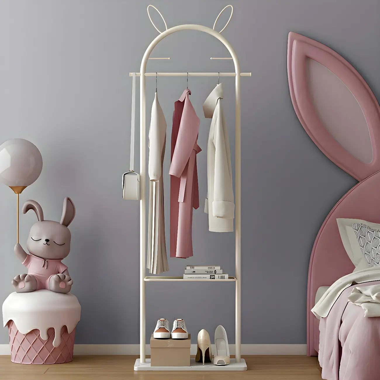 Modern Metal Coat Rack with Hooks & Shelf Image - 6 | homeyfad
