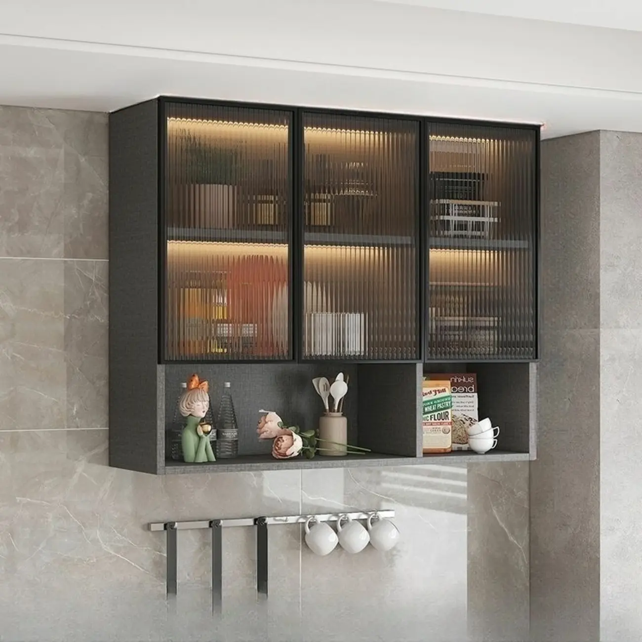 Modern Wood Wall-Mounted Display Cabinet with Glass Image - 22 | homeyfad