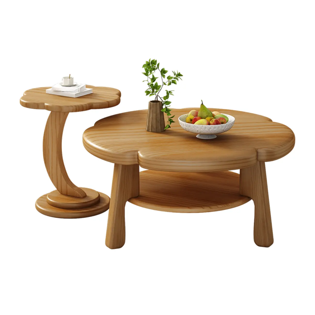 Irregular Cute Wooden Coffee Table with Storage for Living Room  Image - 14 | homeyfad