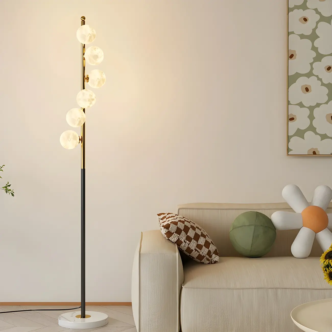 Modern Adjustable Metal Floor Lamp with Crescent Moon Design for Living Room Image - 1 | homeyfad