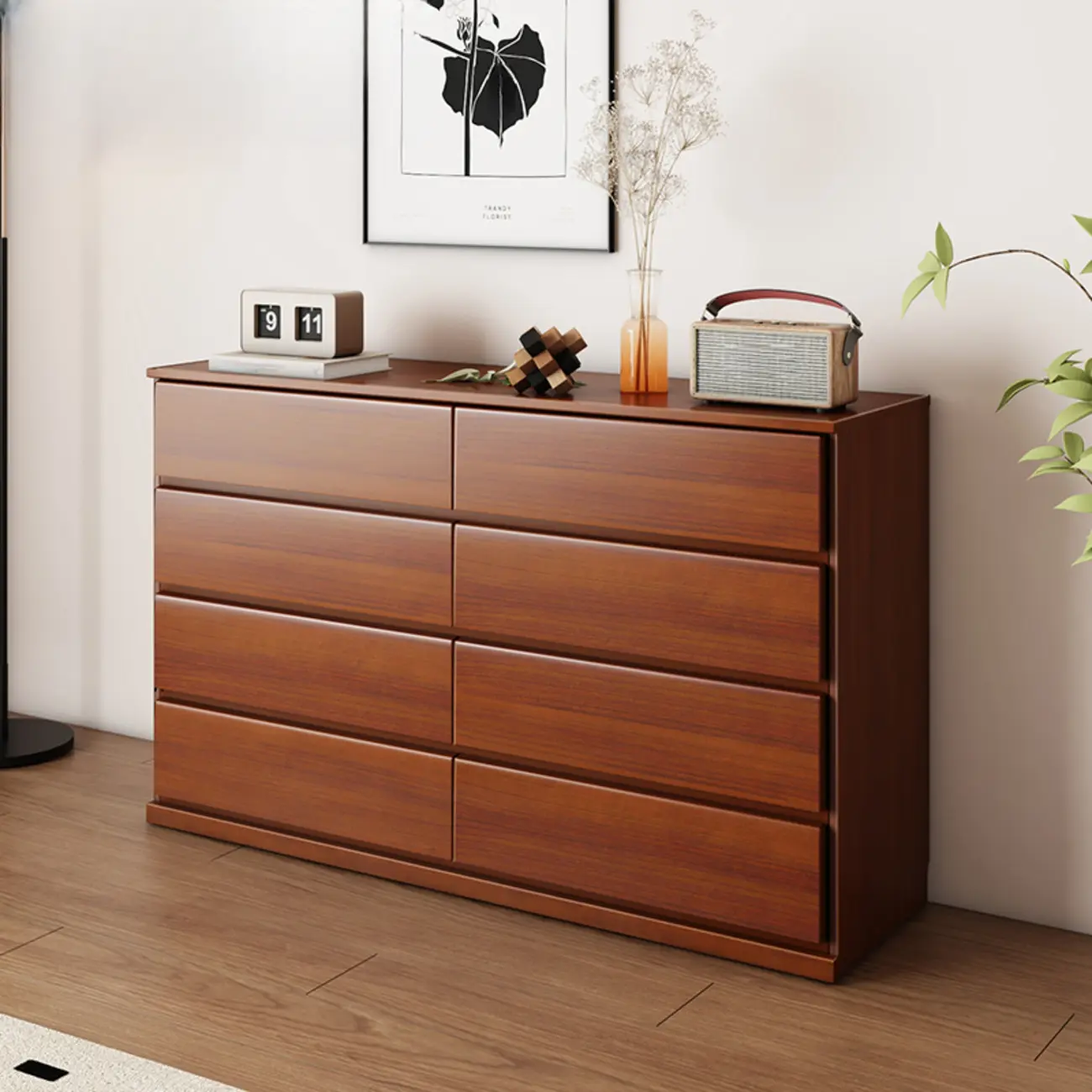 Modern Wood Dresser Light Walnut with 6-Drawers Storage Image - 19 | homeyfad
