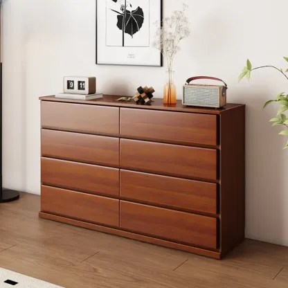 Modern Wood Dresser Light Walnut with 6-Drawers Storage Image - 19