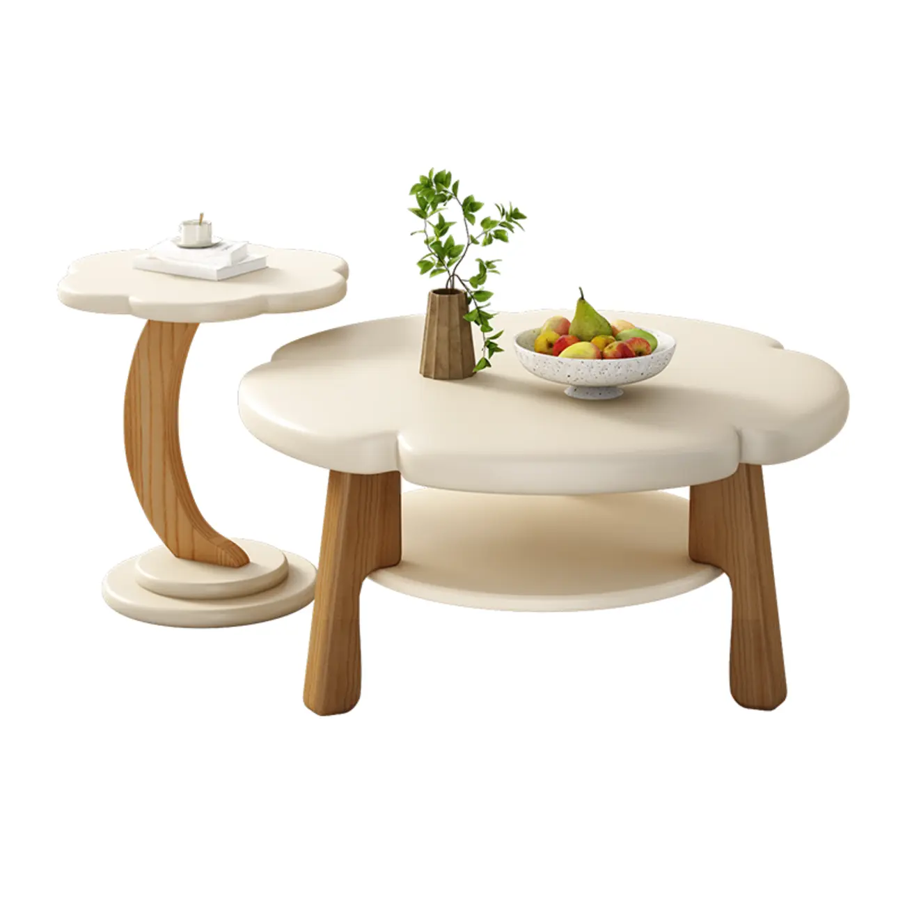 Irregular Cute Wooden Coffee Table with Storage for Living Room  Image - 15 | homeyfad