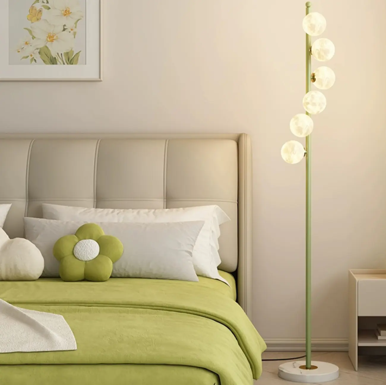 Minimalist Adjustable Globe Glass Shade 6 light Standing Floor Lamp Image - 7 | homeyfad