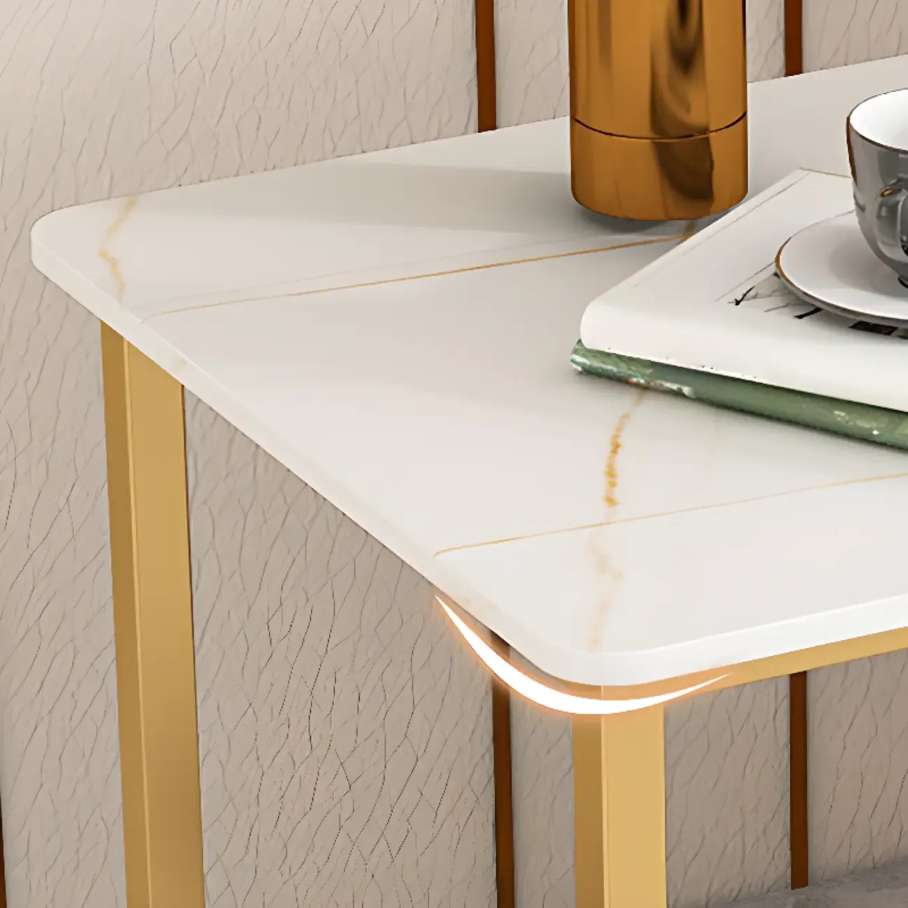 Glam Black Marble Side Table with Storage for Living Room Image - 8