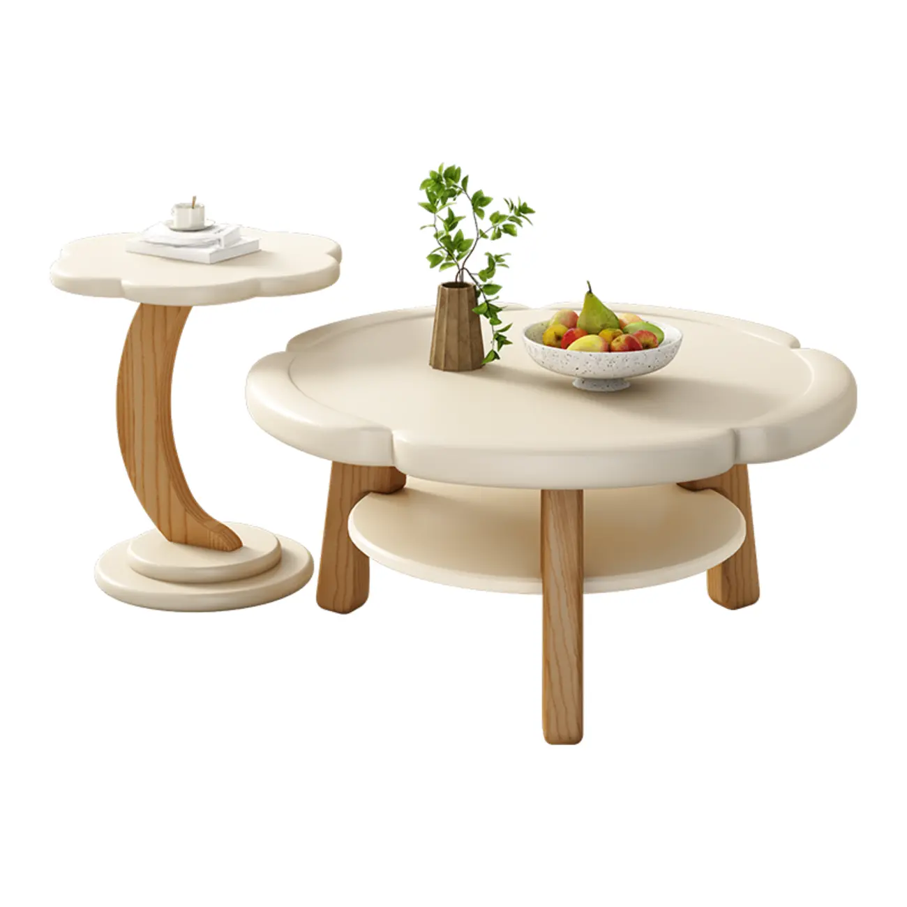 Irregular Cute Wooden Coffee Table with Storage for Living Room  Image - 16 | homeyfad