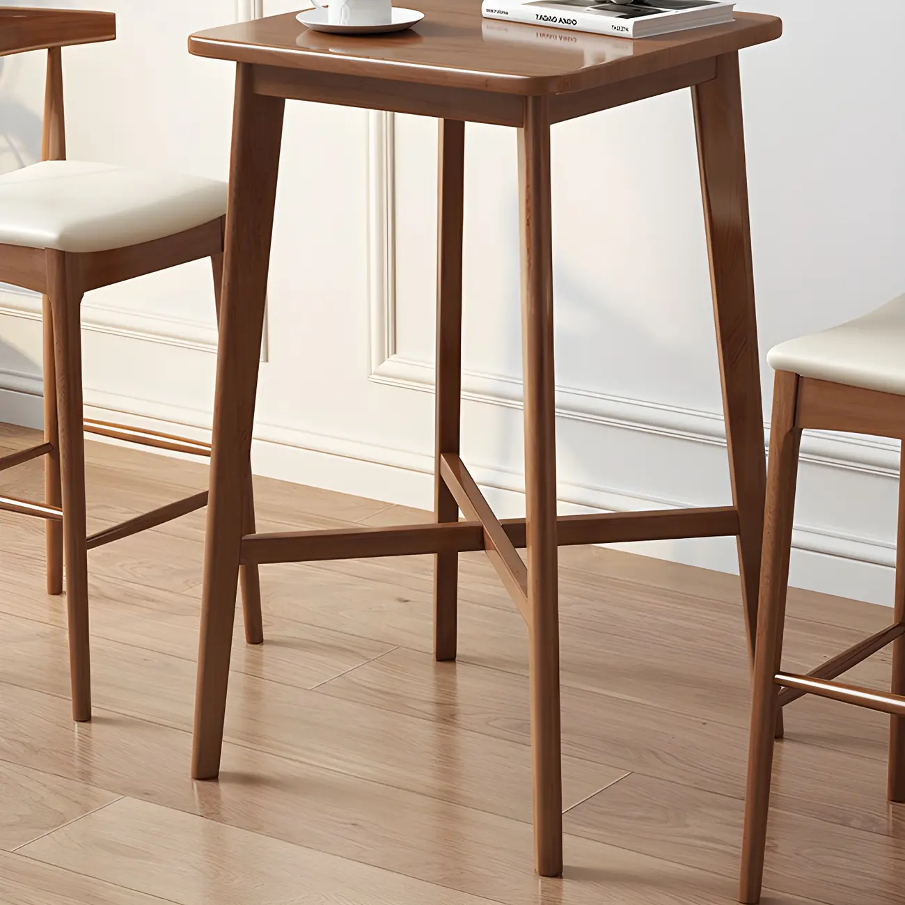 Modern Rubber Wood Square Bar Height Table Image - 9 | homeyfad