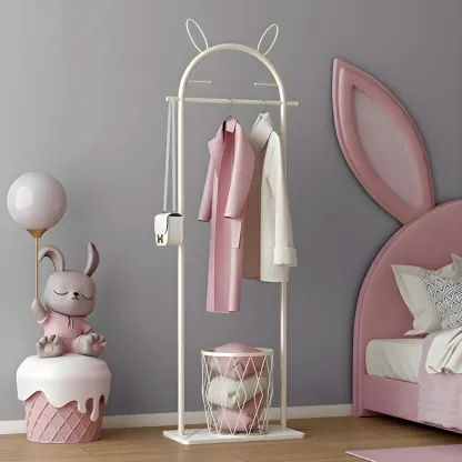 Modern Metal Coat Rack with Hooks & Shelf Image - 8
