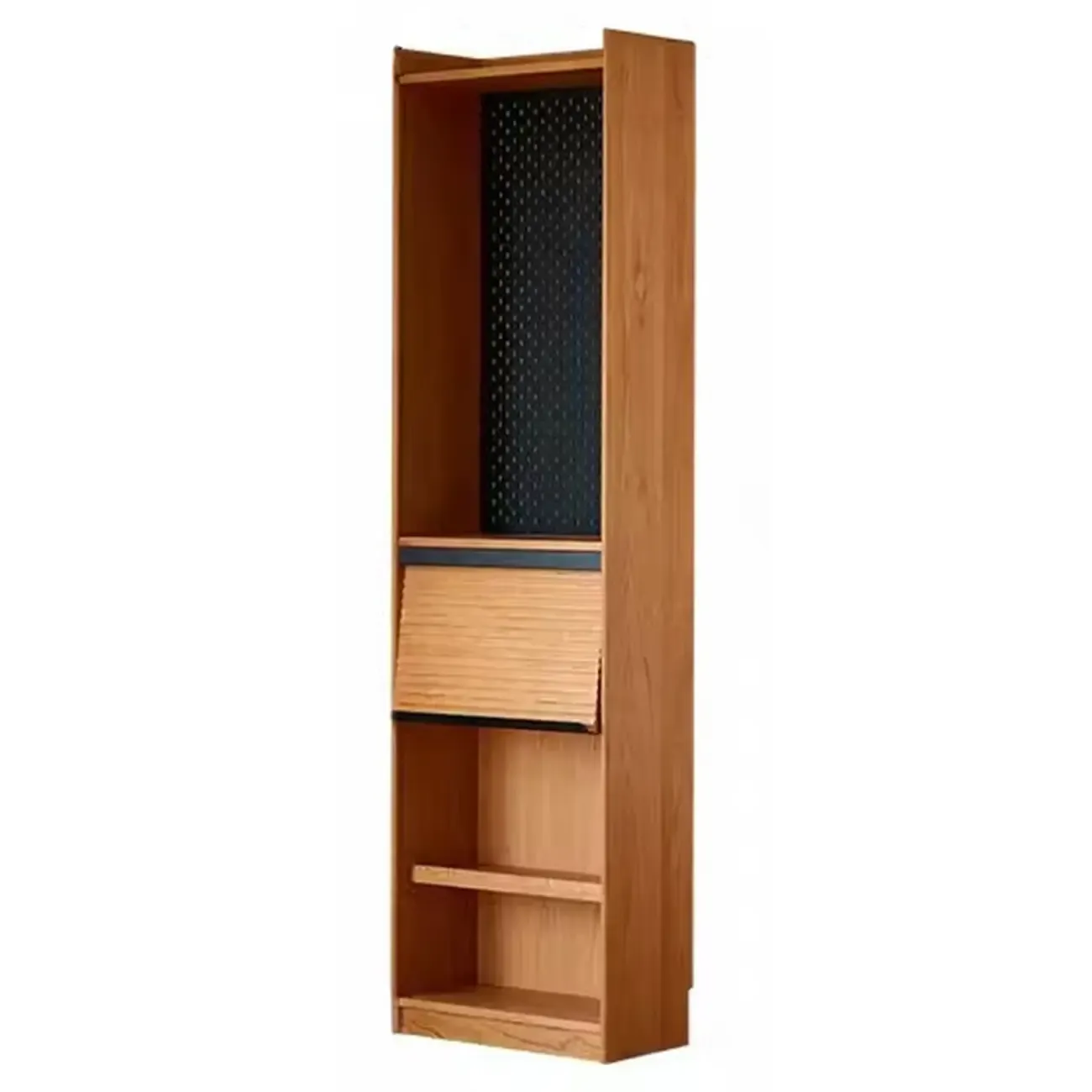 Traditional Wooden Open Display Cabinet with Storage for Living Room Image - 7