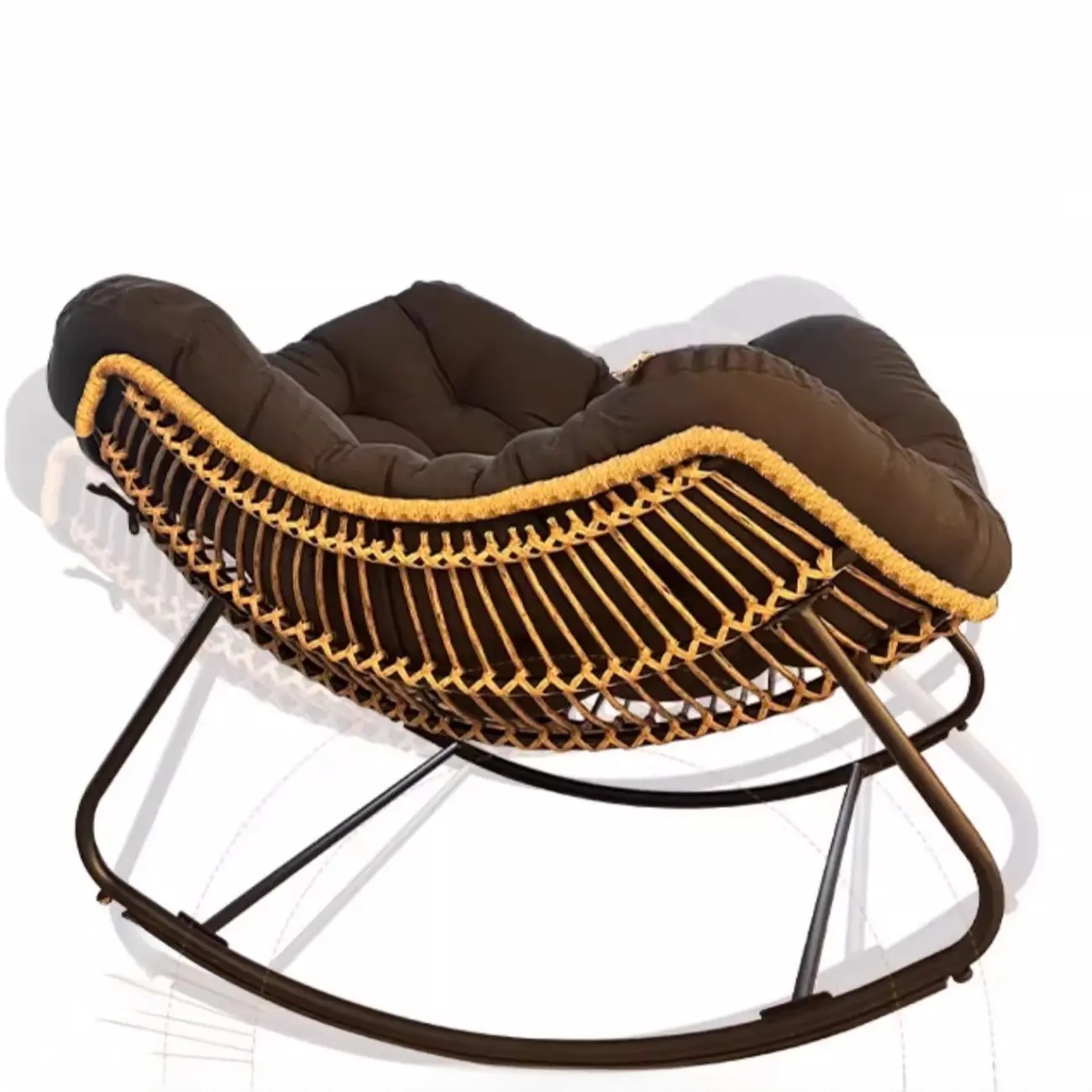 Upholstered Armless Rocking Chair with Cushion for Living room Image - 8 | homeyfad