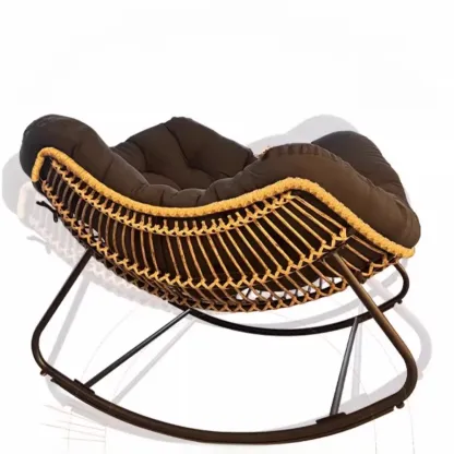 Upholstered Armless Rocking Chair with Cushion for Living room Image - 8
