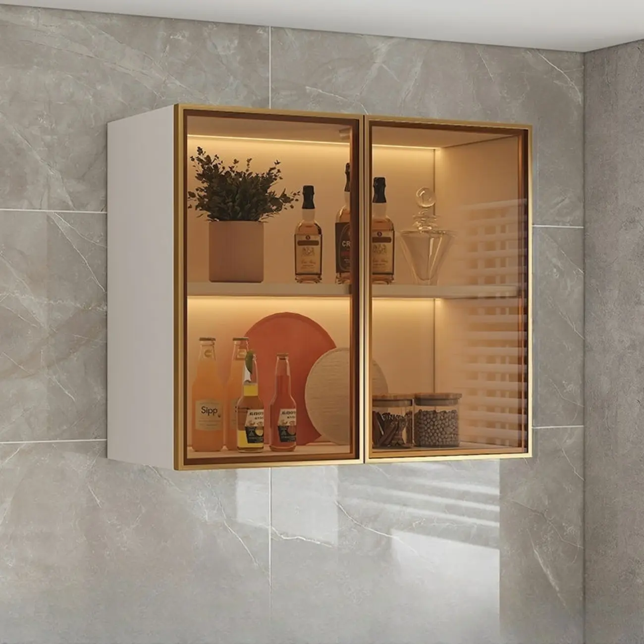 Modern Wood Wall-Mounted Display Cabinet with Glass Image - 24 | homeyfad